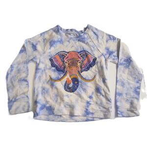 Mudd Girl Tie Dye Elephant Crew Neck Sweatshirt Pullover Causal Blue Sz 7/8 G001